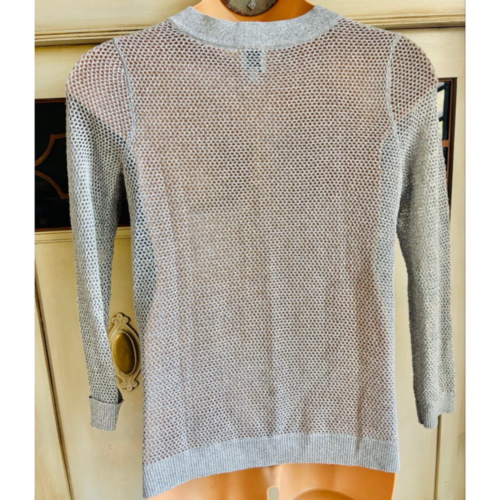 EUC NIC+ZOE Metallic Mesh Stitch Sweater in Tarragon Open Weave | Sz M - Picture 7 of 13